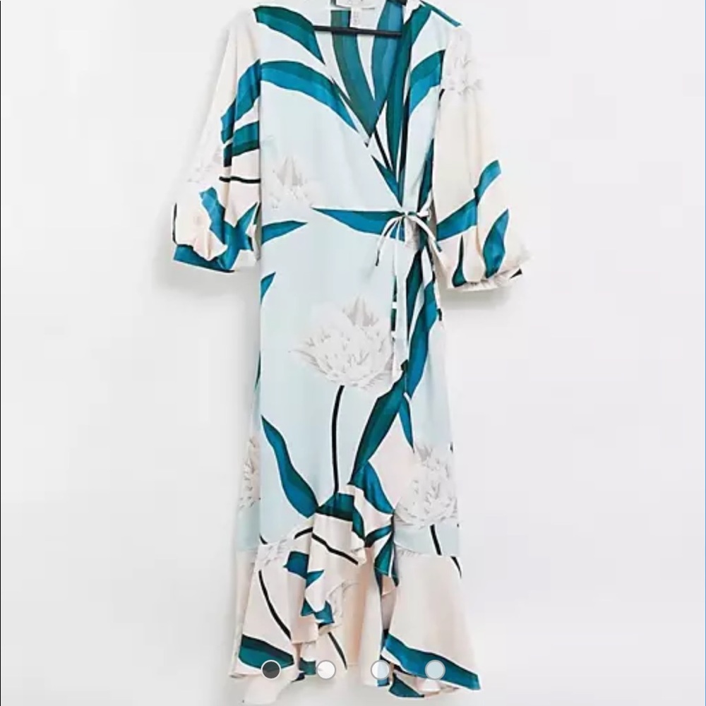 Liquorish Midi Dress Turquoise Floral Print